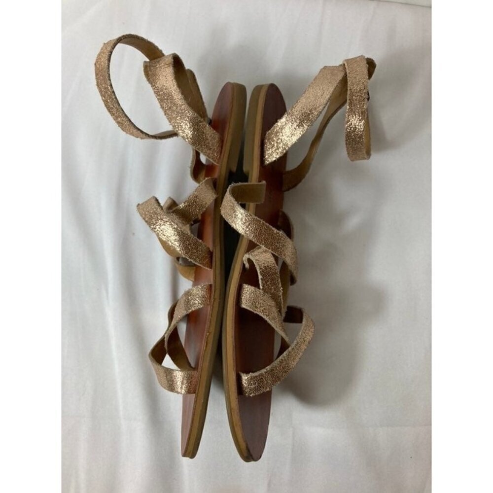 Womens Lucky Brand‎ Leather Strappy Ankle Wrap Sandals Rose Gold 7.5 - Picture 3 of 8
